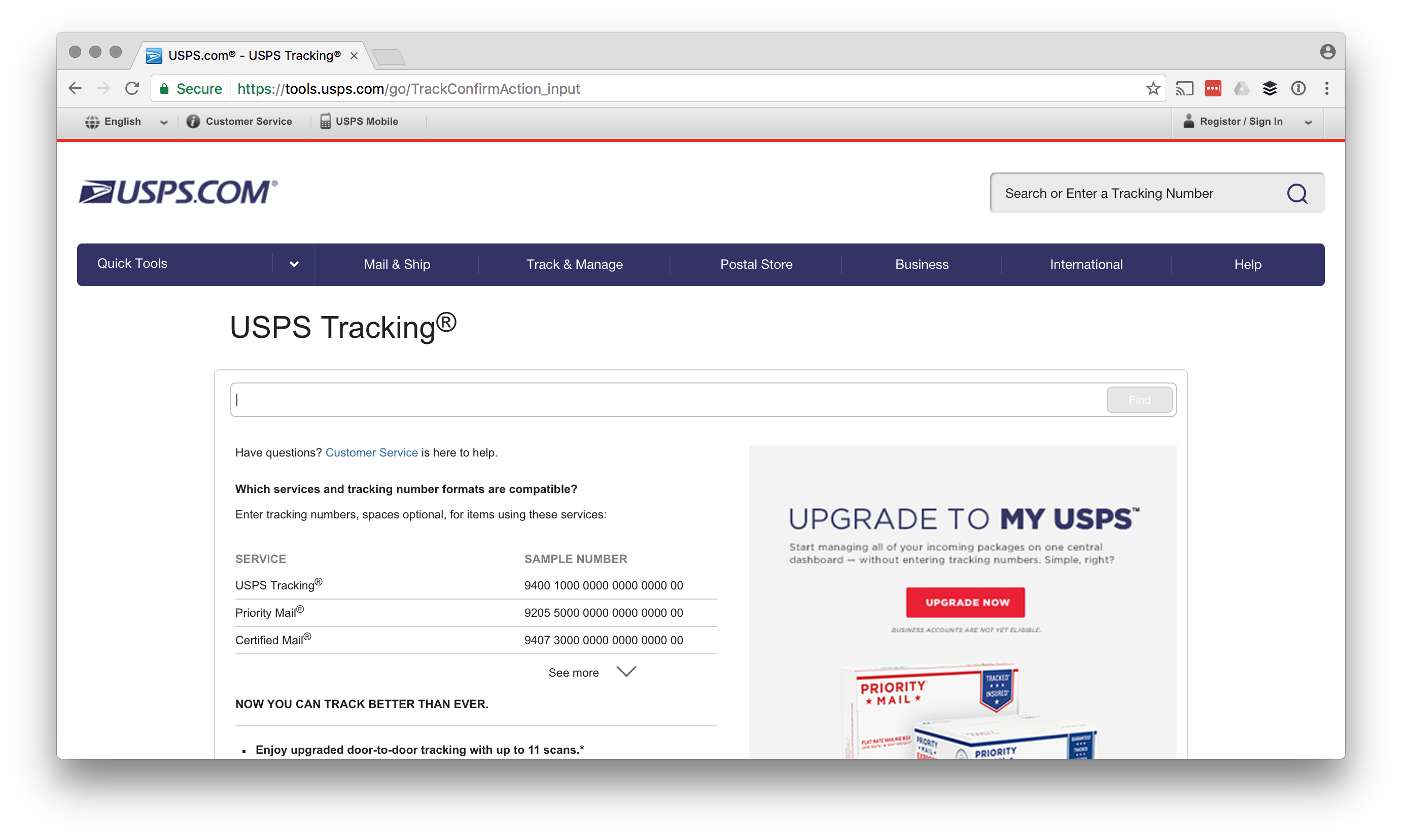 USPS Tracking Number